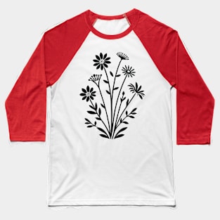 Elegant Monochrome Floral Bouquet Baseball T-Shirt